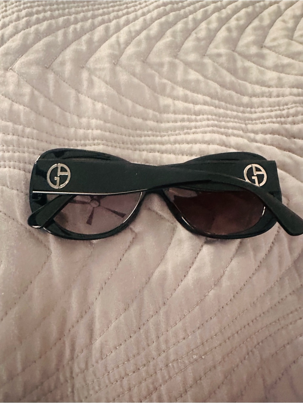 Giorgio Armani Black Women's Logo Sunglasses with Dark Lenses